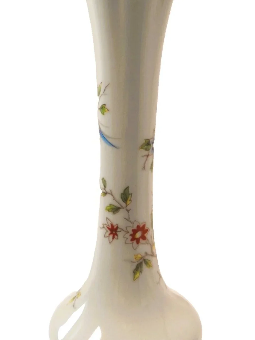 Vintage Bud Vase Rochard Limoges France Porcelain Floral + Peacock 7.75